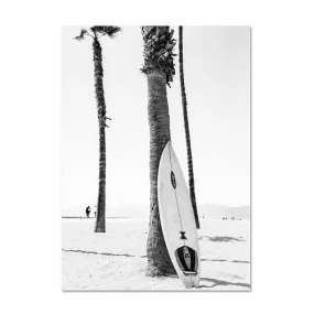 Affiche Surf - Planche en Noir et Blanc