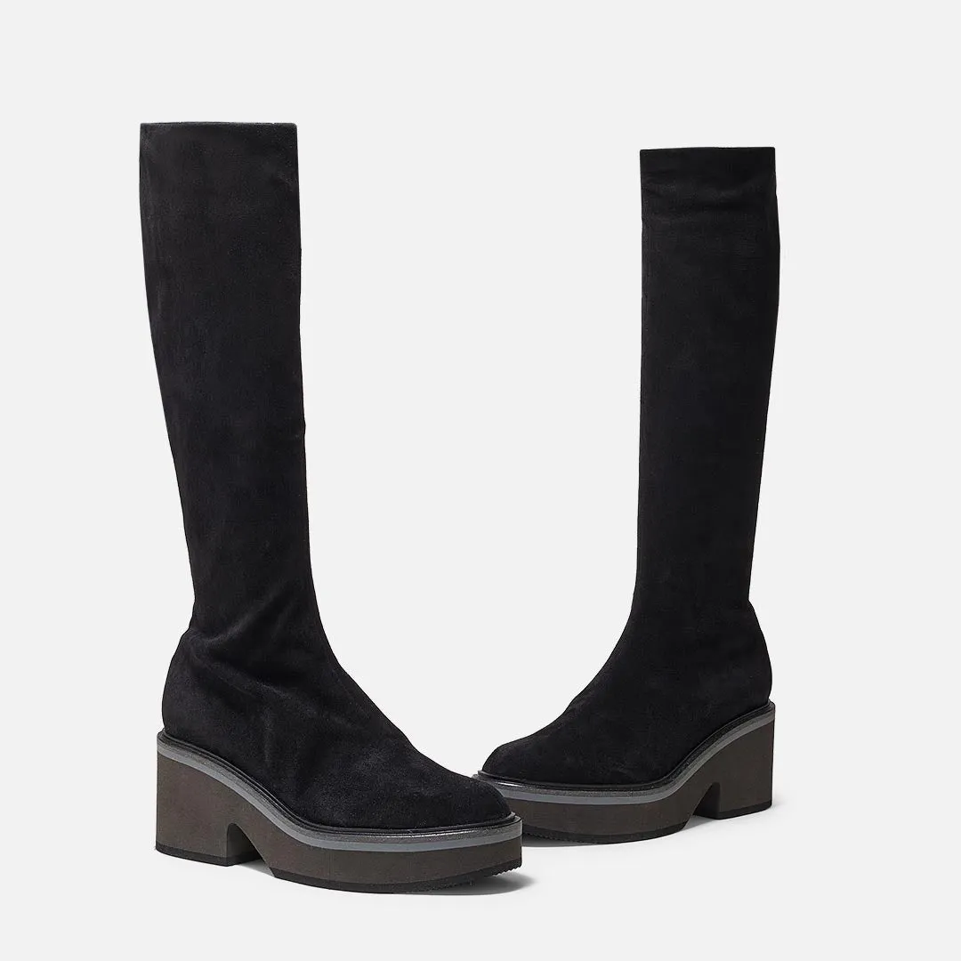 ANKI bottes, cuir d'agneau velours noir