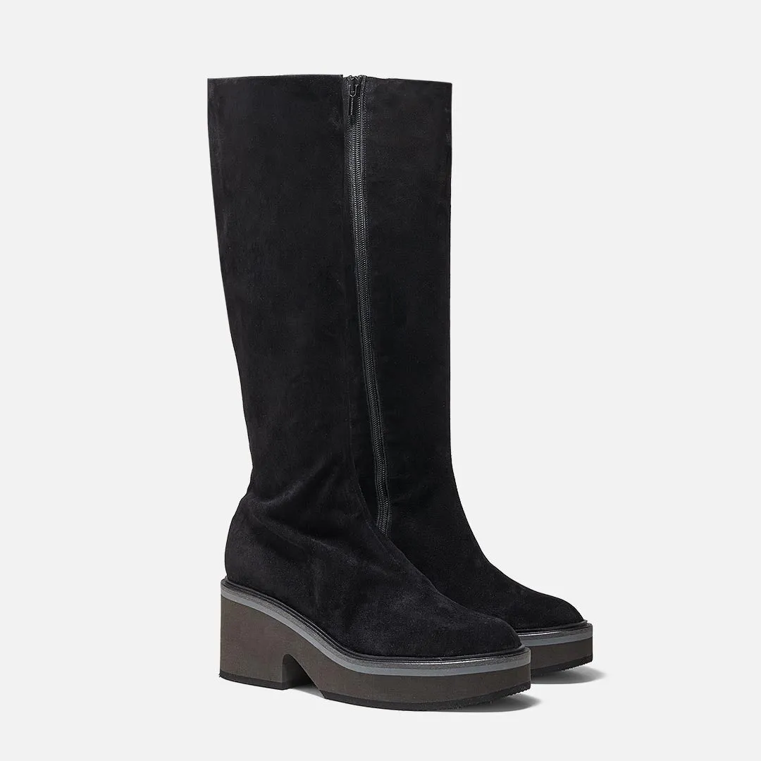 ANKI bottes, cuir d'agneau velours noir