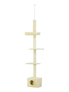 Arbre à chat hauteur réglable 230-260 cm - niche, 3 plateformes - peluche beige - Beige