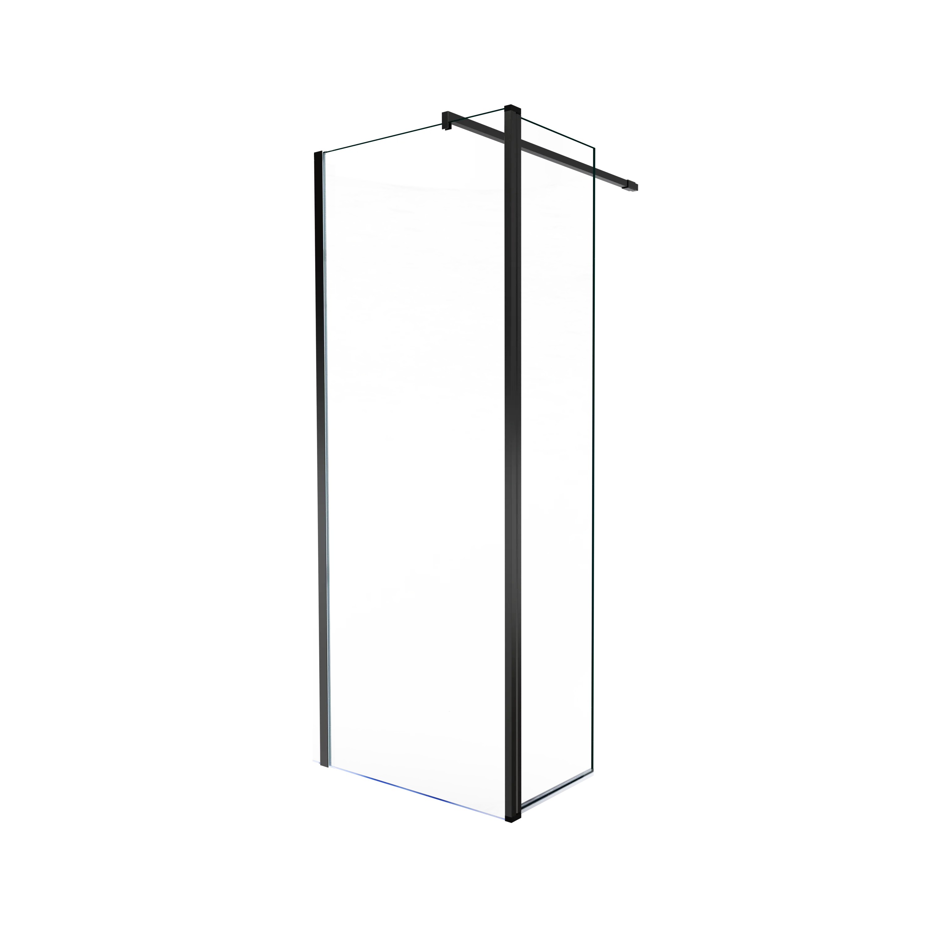 Balmani Move douche à l'italienne avec panneau latéral pivotant 90 x 200 cm verre transparent profil noir mat