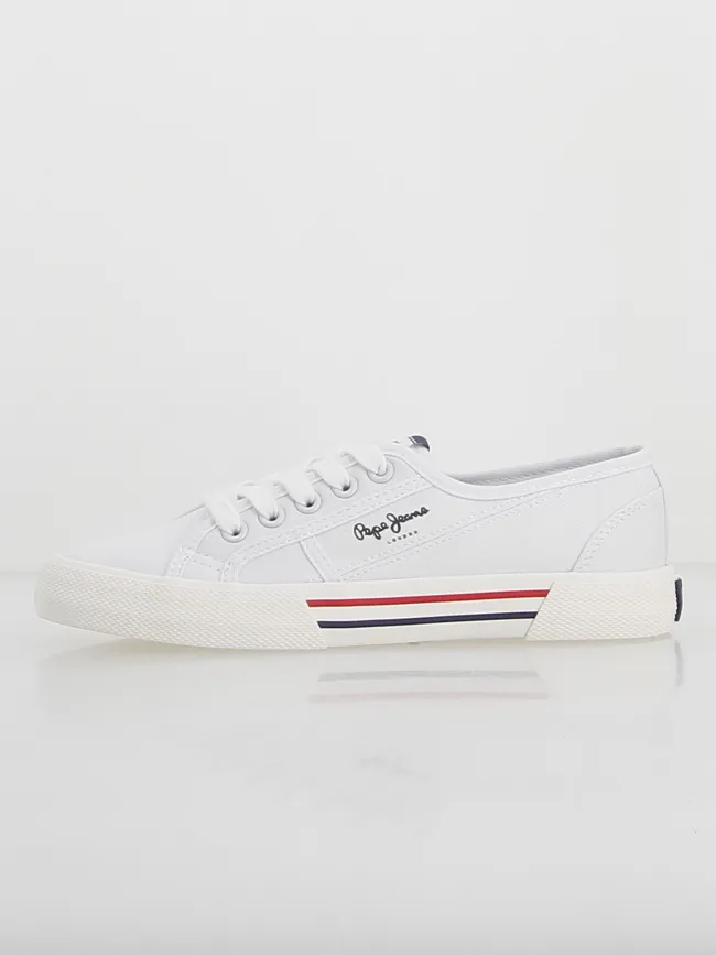 Baskets en toile brady basic blanc femme - Pepe Jeans | wimod