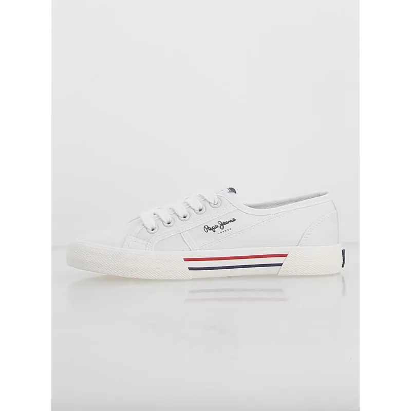 Baskets en toile brady basic blanc femme - Pepe Jeans | wimod