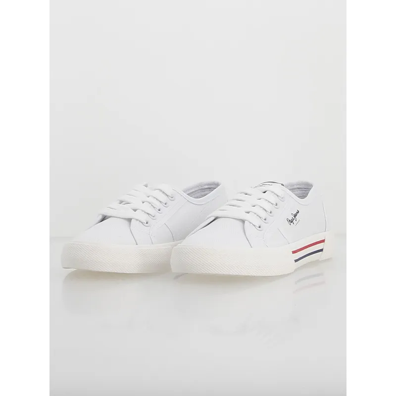 Baskets en toile brady basic blanc femme - Pepe Jeans | wimod