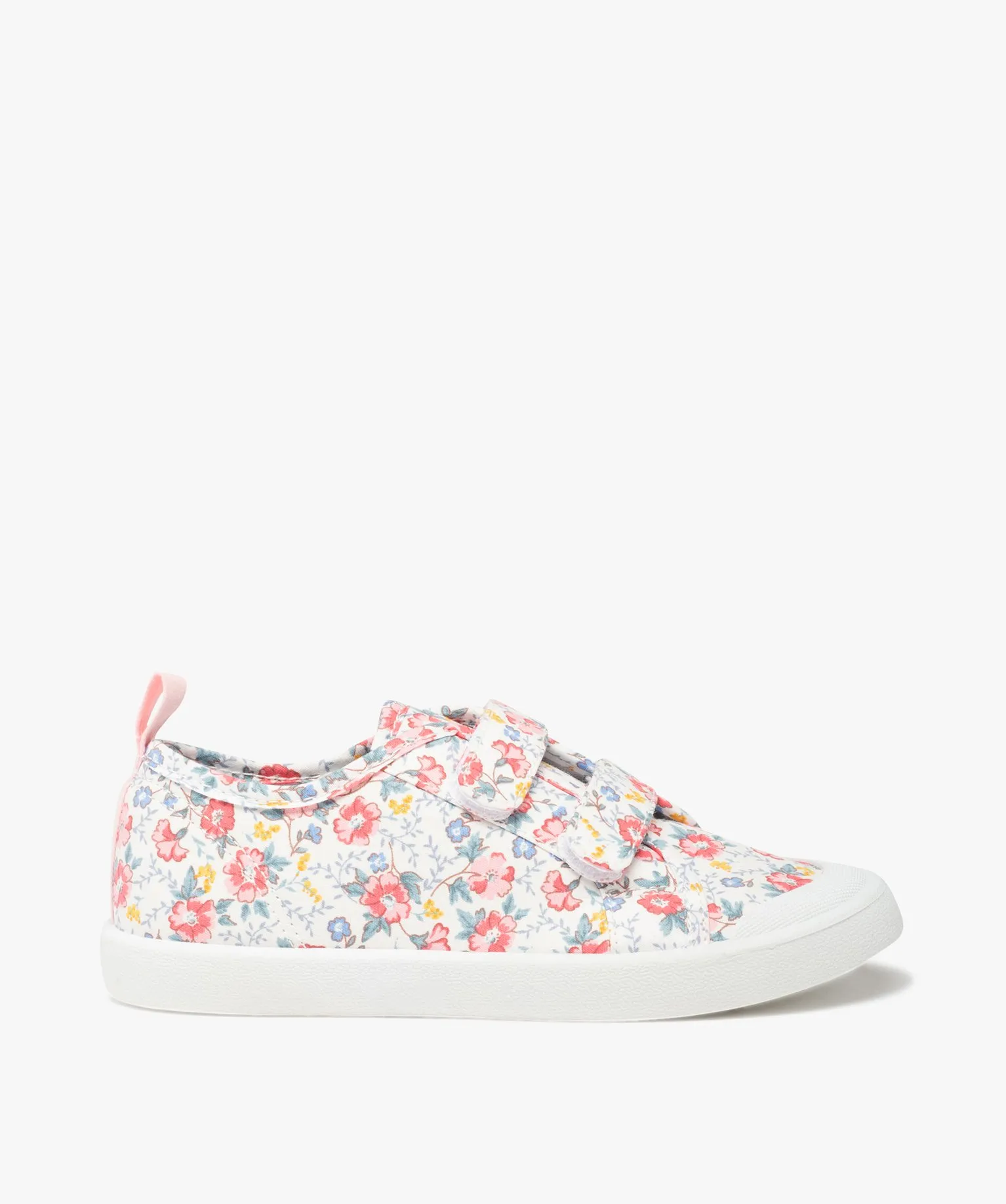 baskets fille en toile imprimee fleurs fermeture scratch imprime tennis en toile