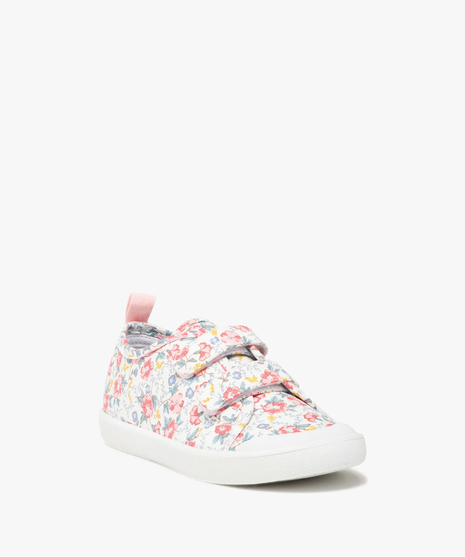 baskets fille en toile imprimee fleurs fermeture scratch imprime tennis en toile