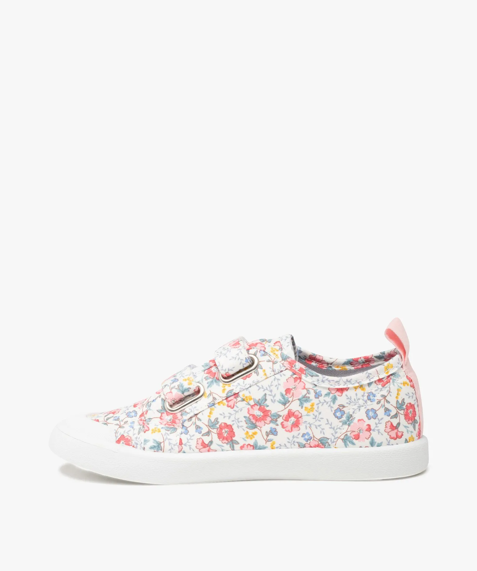 baskets fille en toile imprimee fleurs fermeture scratch imprime tennis en toile