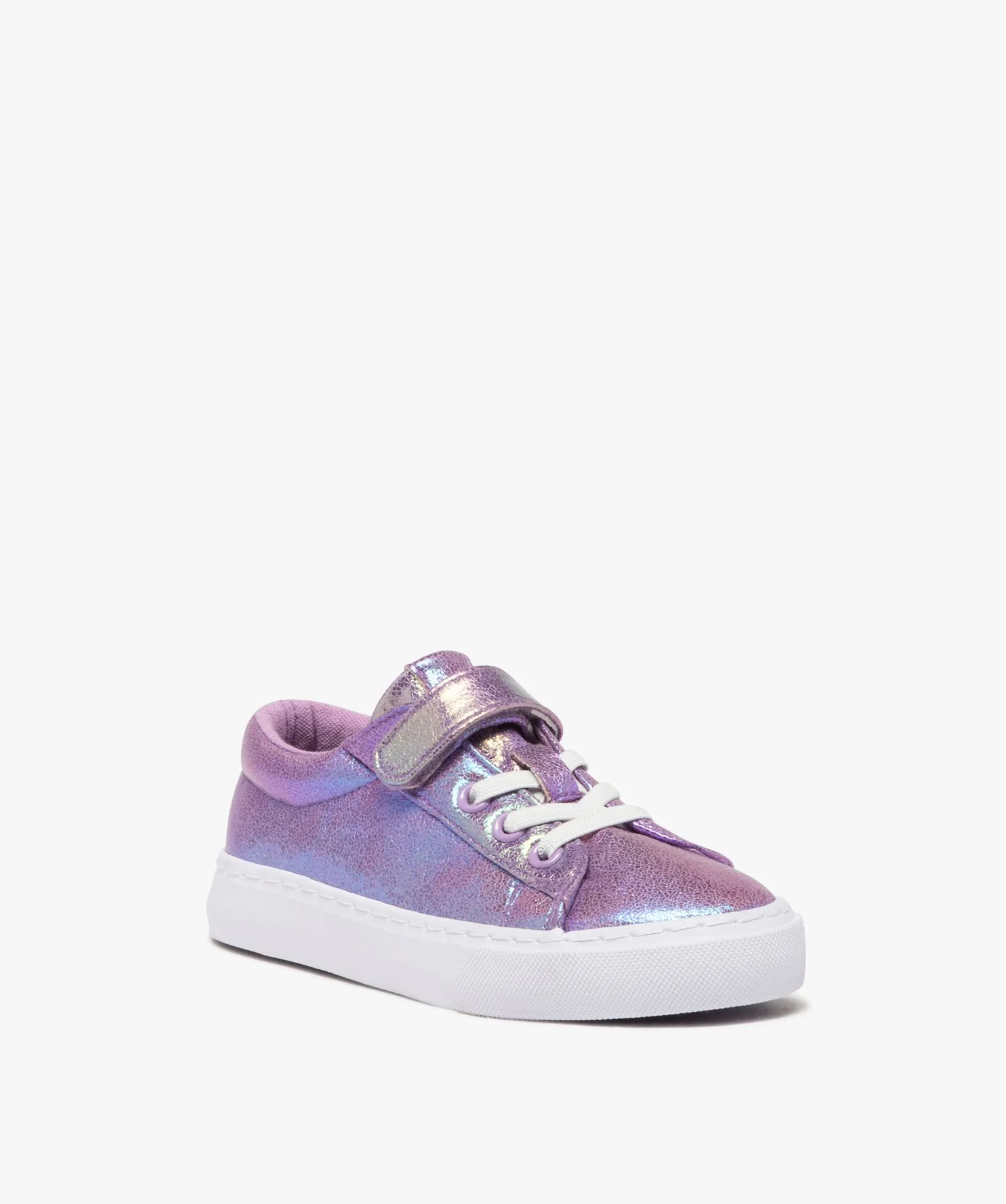 baskets fille en toile metallisee et irisee a scratch violet tennis en toile