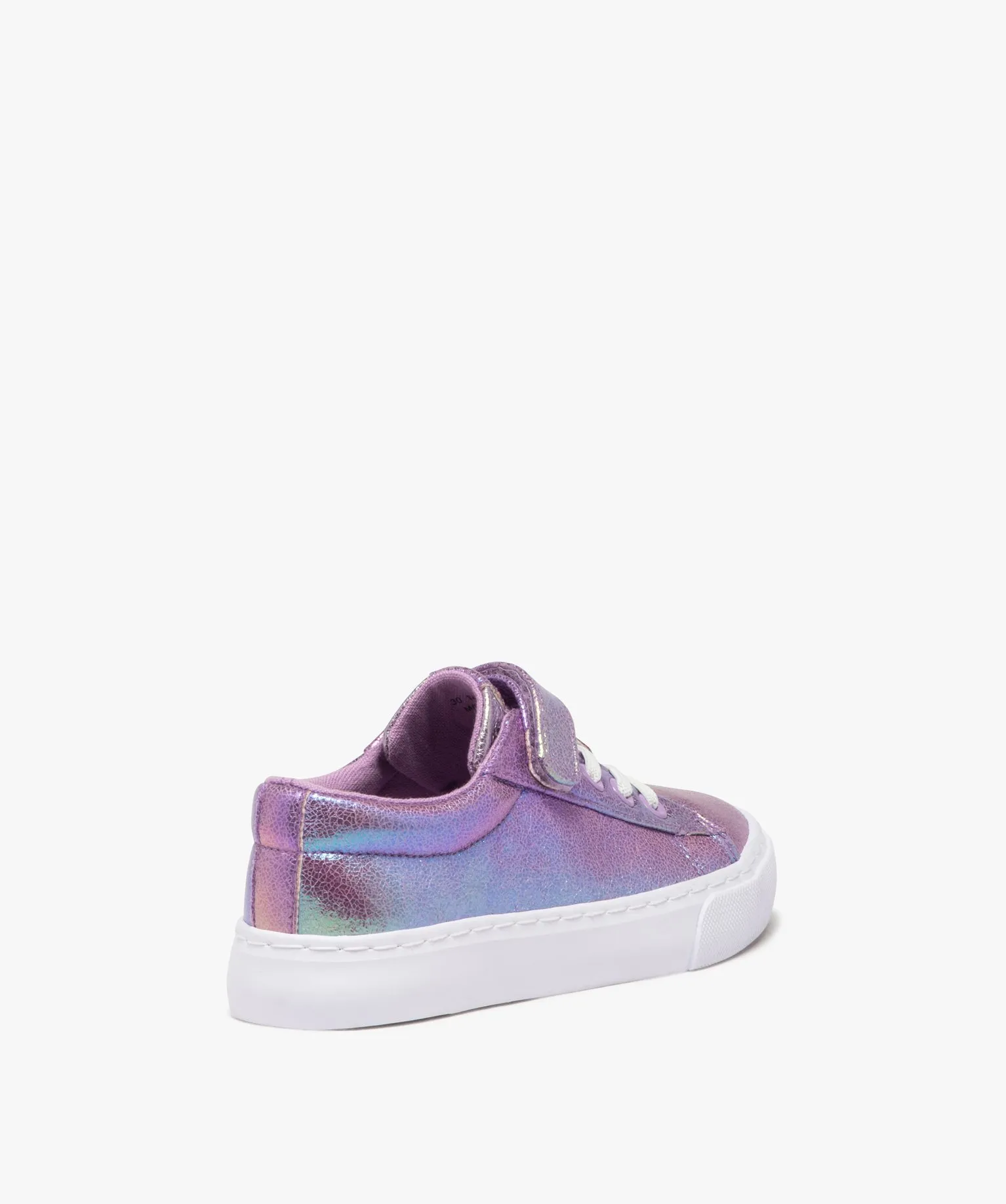 baskets fille en toile metallisee et irisee a scratch violet tennis en toile