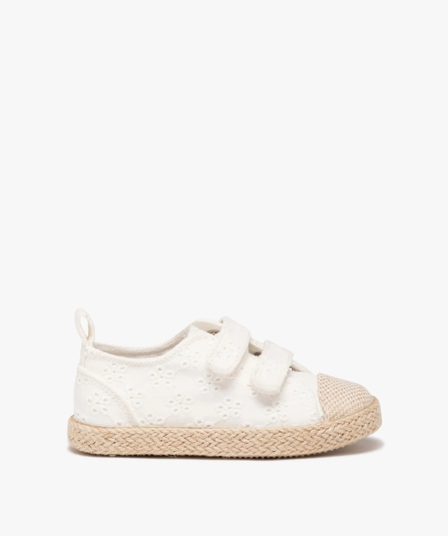 baskets fille en toile unie avec semelle corde style boheme blanc tennis en toile