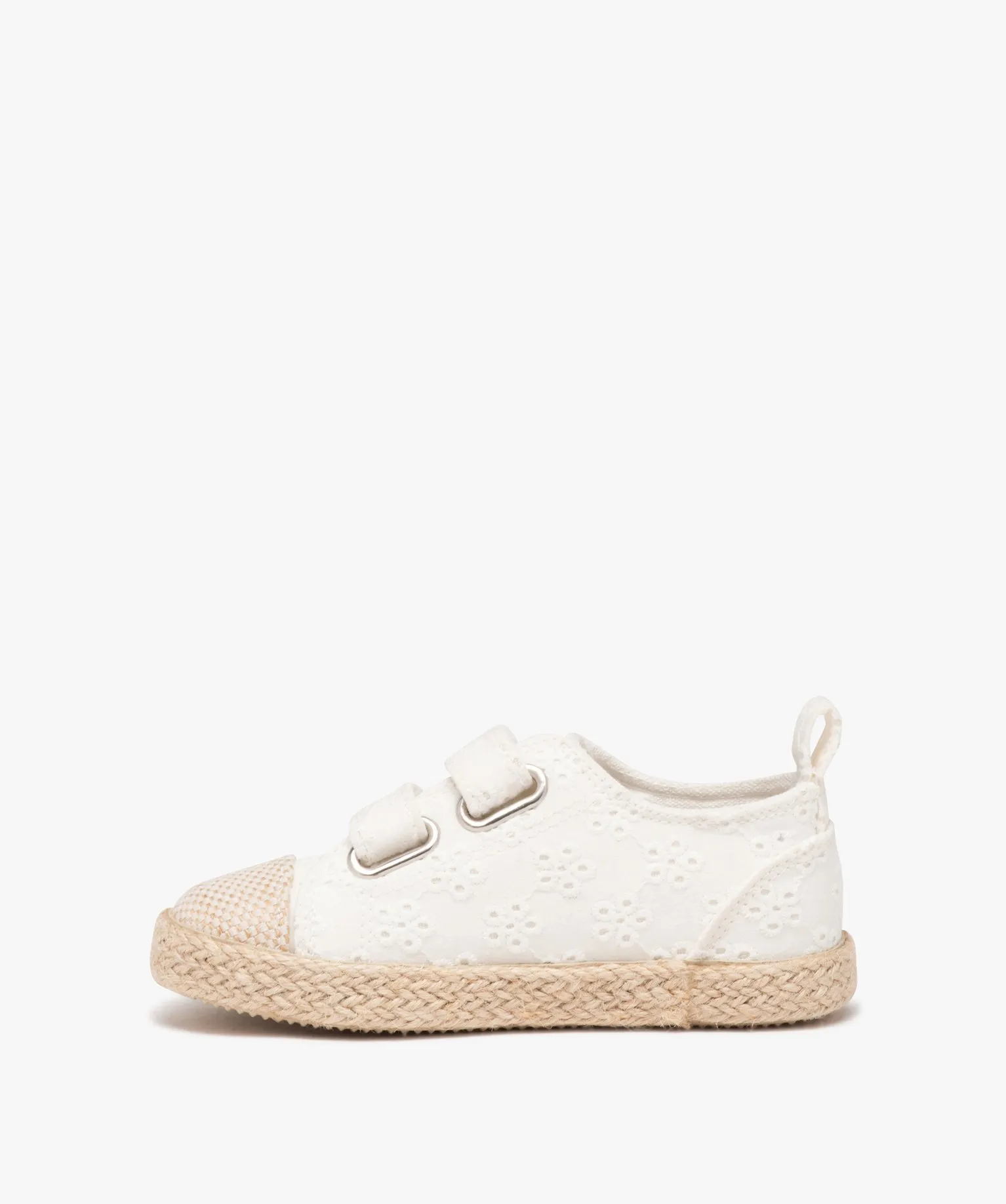 baskets fille en toile unie avec semelle corde style boheme blanc tennis en toile