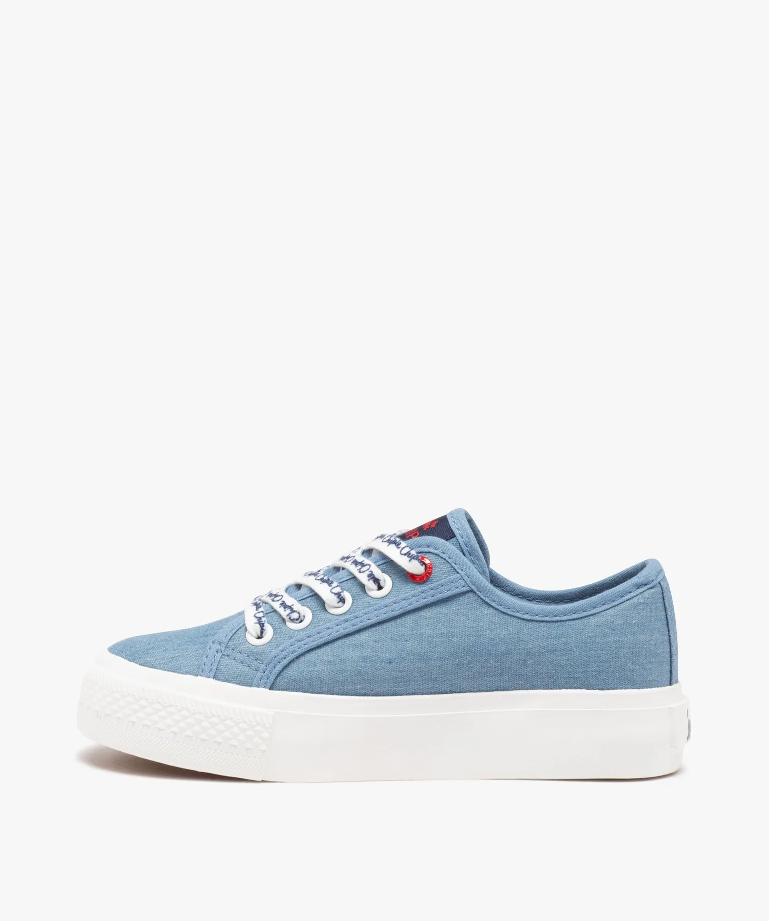 baskets fille en toile unie style denim a semelle plateforme - chipie bleu tennis en toile