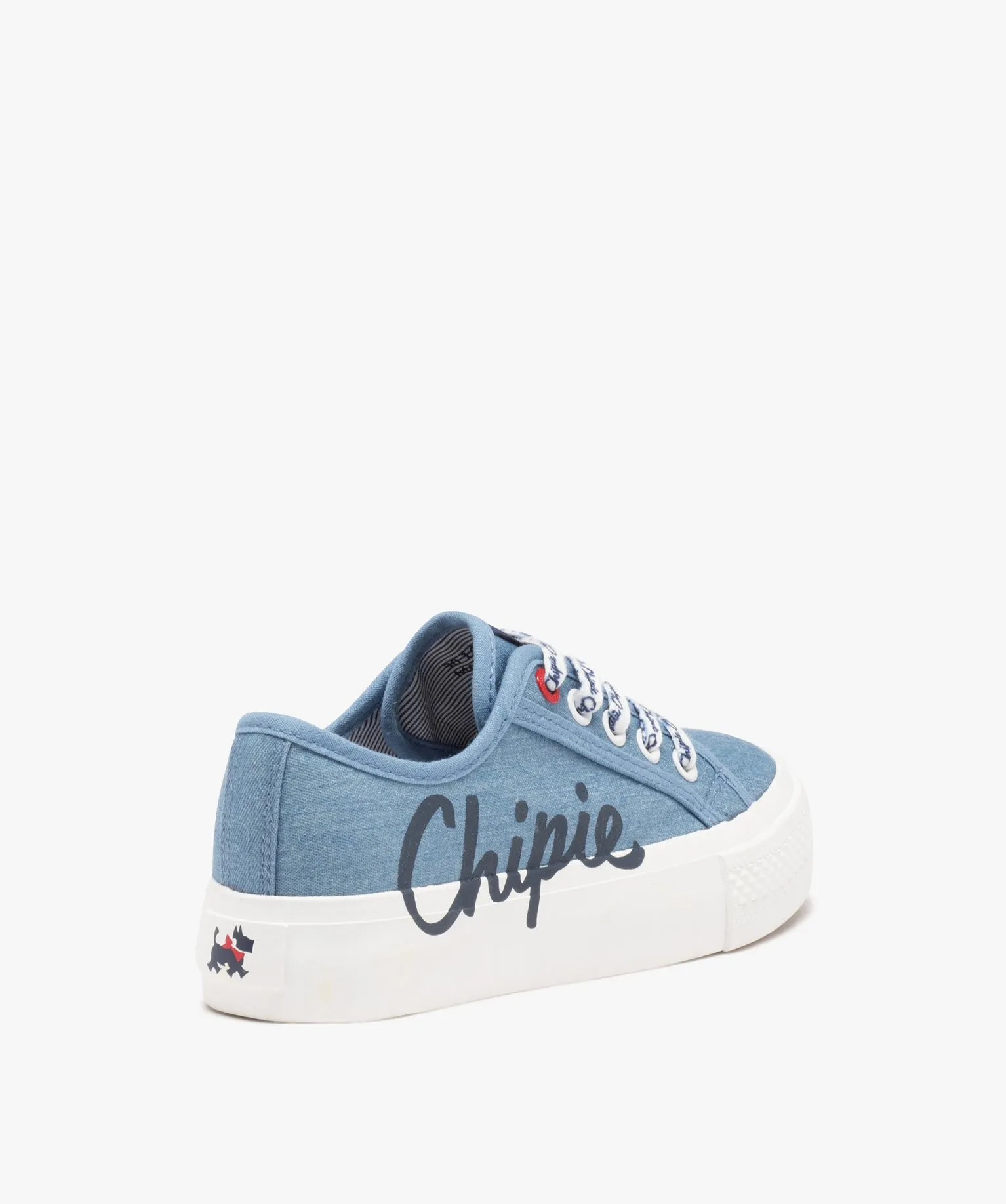 baskets fille en toile unie style denim a semelle plateforme - chipie bleu tennis en toile