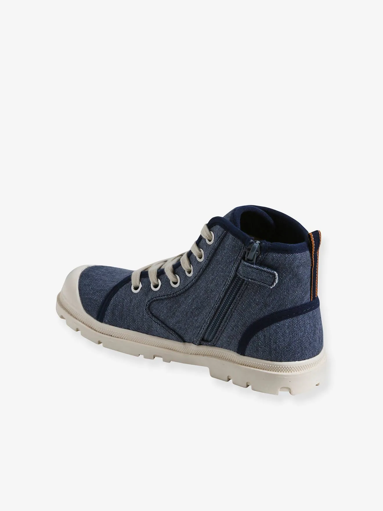 Baskets montantes toile enfant semelle crantée bleu jean - Vertbaudet