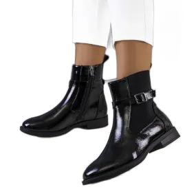 BM Bottes Isonti en cuir verni noir le noir