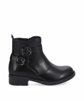 boots fille unies style cavaliere dessus cuir - taneo noir bottes et boots