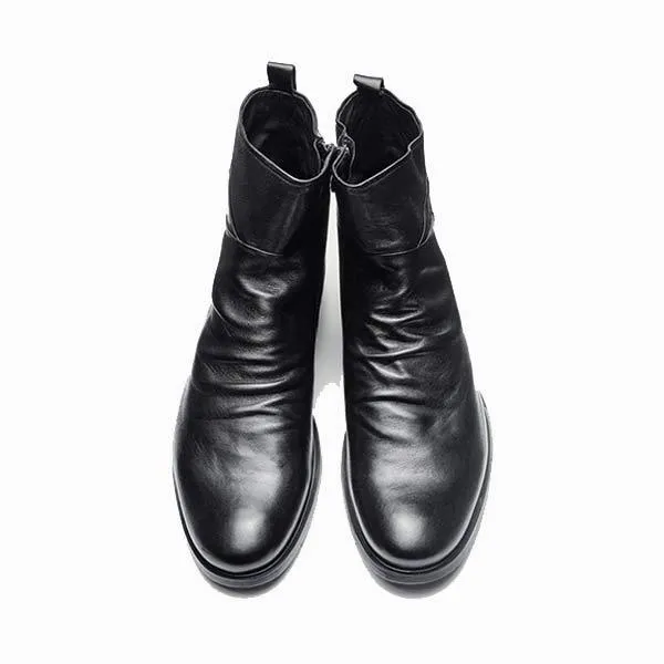 Bottes Année 70 Rétro en Cuir Brun Vieilli