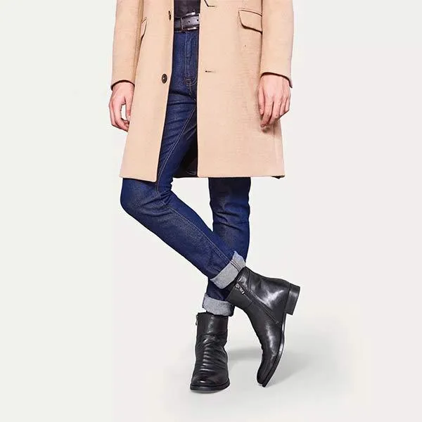 Bottes Année 70 Rétro en Cuir Brun Vieilli