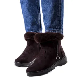 Bottes de neige brunes isolées avec une fermeture éclair Katalina
