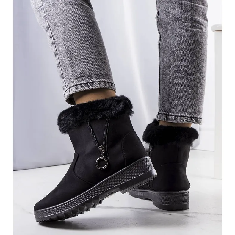 Bottes de neige doublées noires avec une fermeture éclair Katalina le noir