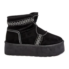 Bottes de neige femme à semelle épaisse avec laçage, noir Milson le noir