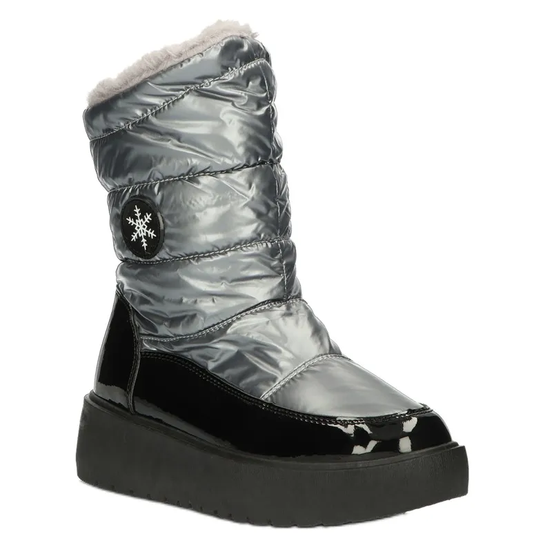 Bottes de neige, flocon de neige Filippo DBT3404 le noir argent