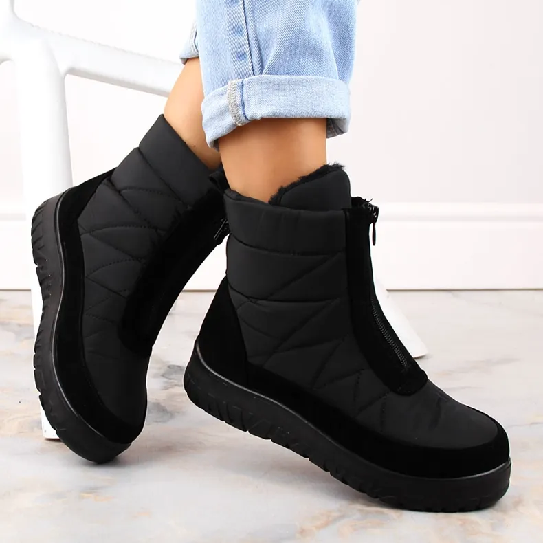 Bottes de neige isolées noires zippées pour femmes T.Sokolski Z23-348 le noir