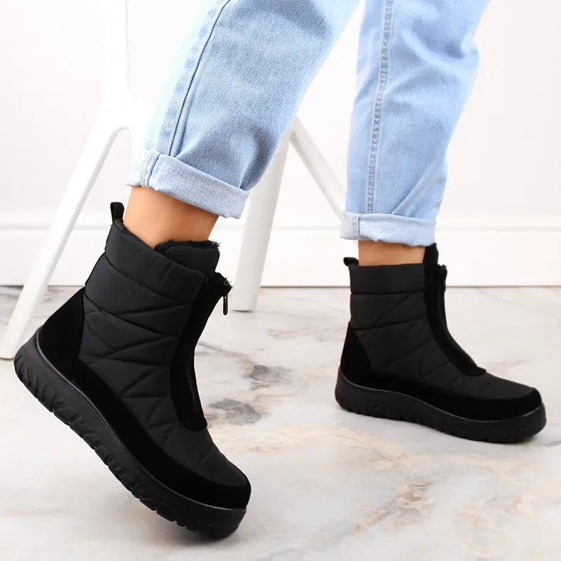 Bottes de neige isolées noires zippées pour femmes T.Sokolski Z23-348 le noir