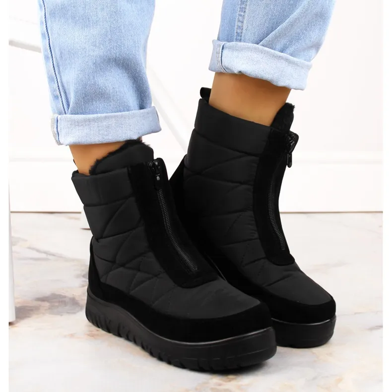 Bottes de neige isolées noires zippées pour femmes T.Sokolski Z23-348 le noir