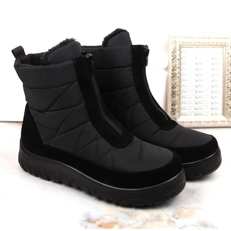 Bottes de neige isolées noires zippées pour femmes T.Sokolski Z23-348 le noir