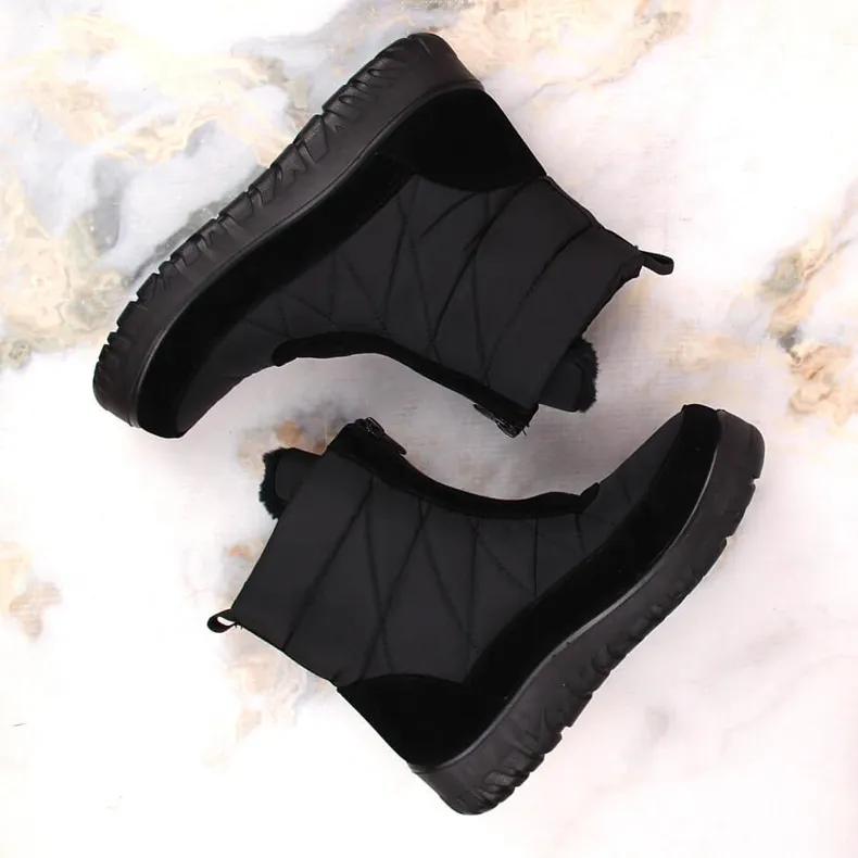 Bottes de neige isolées noires zippées pour femmes T.Sokolski Z23-348 le noir