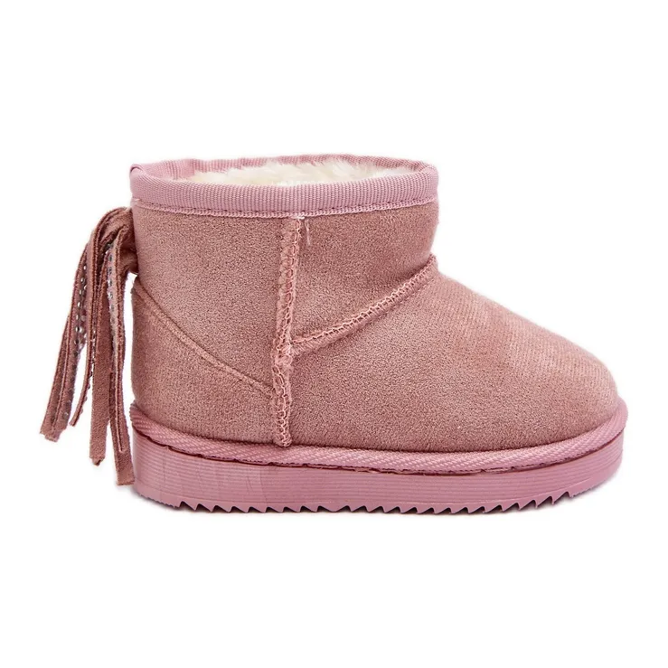 Bottes de neige isolées à franges pour enfants, rose Mikyla