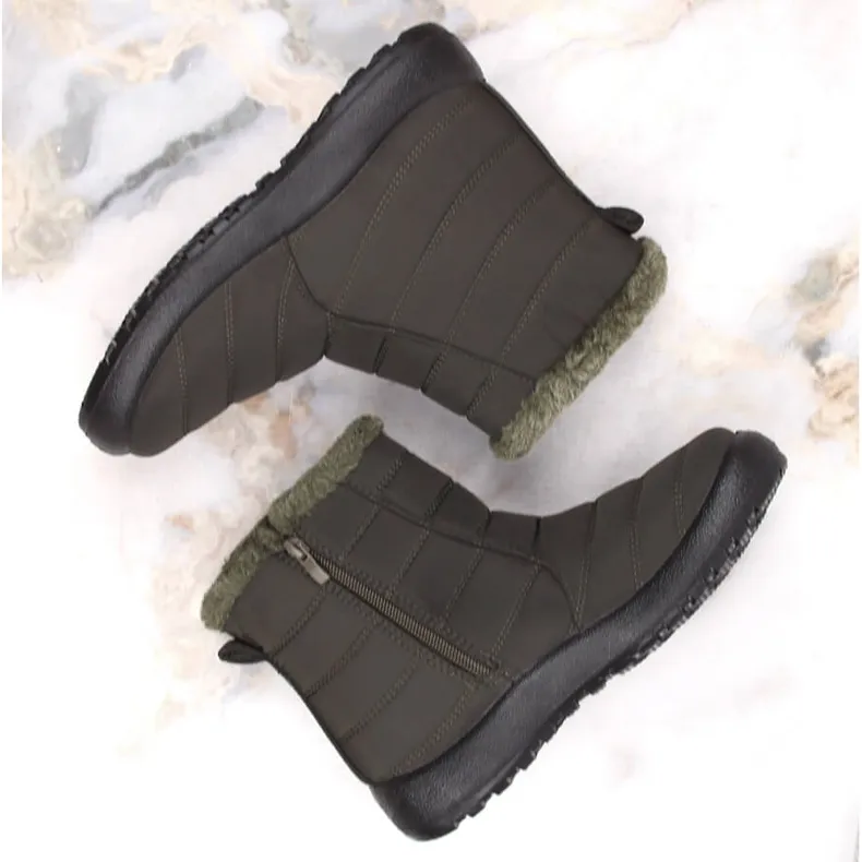 Bottes de neige plates et isolées pour femme, vertes Potocki SU33069