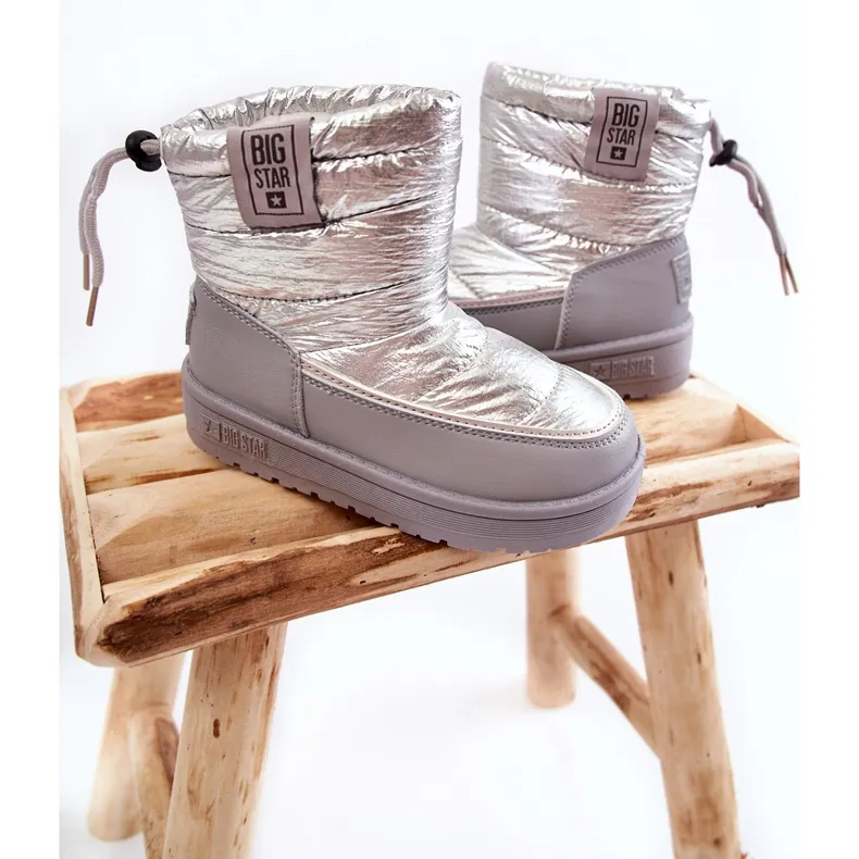 Bottes de neige pour enfants Big Star KK374218 Szaro-Srebrne argent gris