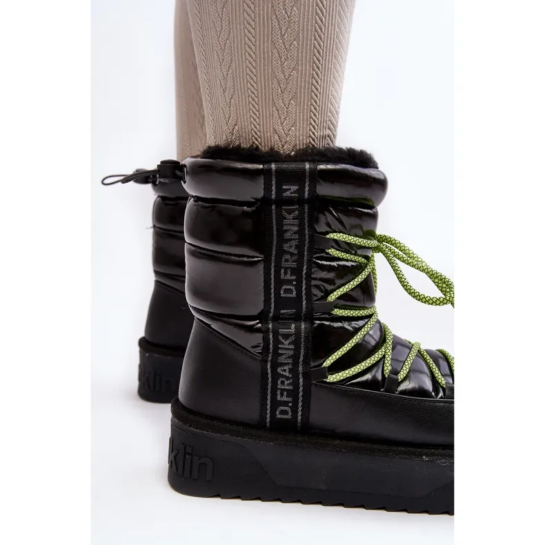 Bottes de neige pour femmes à semelle épaisse Vegan D.Franklin DFSH371007 Noir le noir