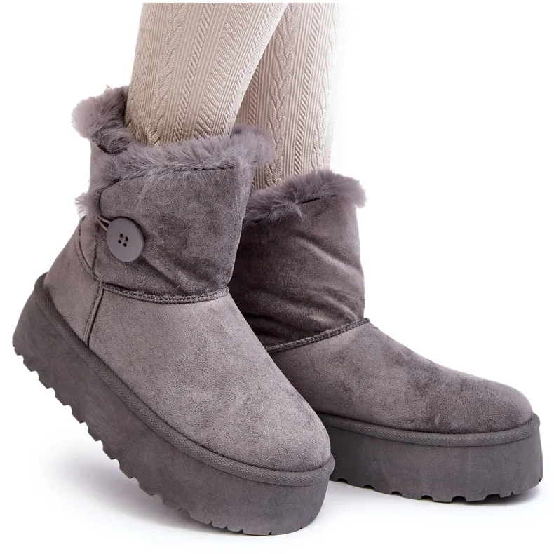 Bottes de neige à plateforme avec fourrure pour femme, gris Vikas