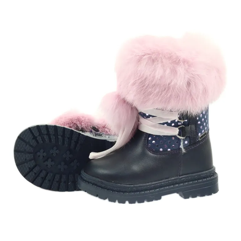 Bottes en cuir avec fourrure Bartek 216390 bleu
