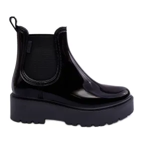 Bottes en cuir verni sur la plateforme Big Star MM274395 Noir le noir