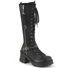 Bottes gothiques compensées DEMONIACULT 'bratty206' en simili cuir noir