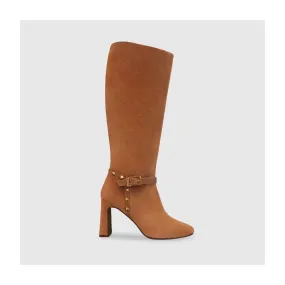 Bottes hautes en cuir suédé marron pour femme | Chaussures femme LODI en ligne.