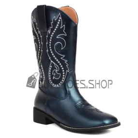 Bottes Mi Mollet Talons Epais A Talon Bas Rétro Bout Carré Confort