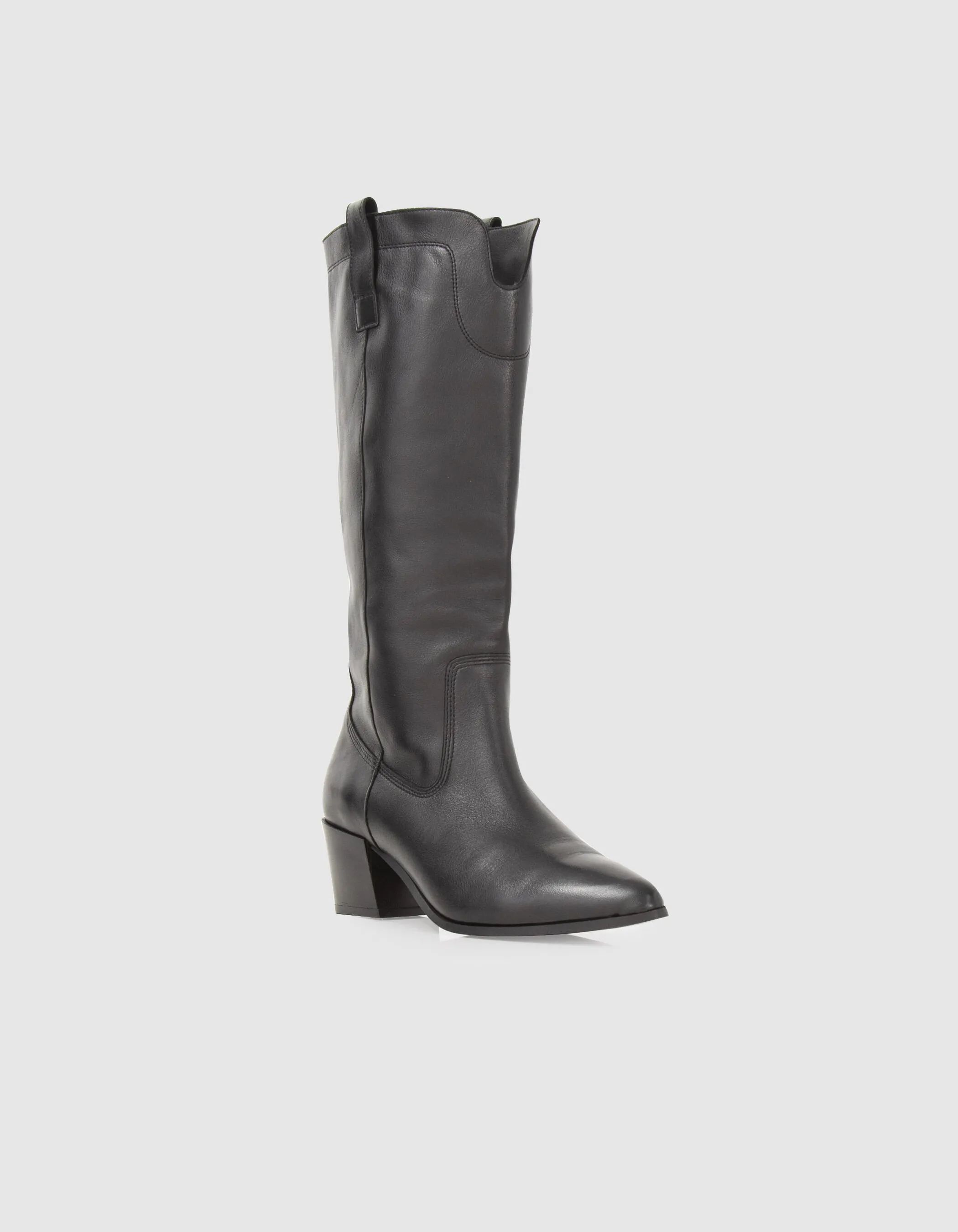 Bottes noires cuir esprit santiag Femme