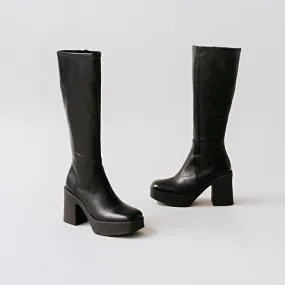 Bottes à plateformes en cuir vieilli noir pour Femme | Jonak