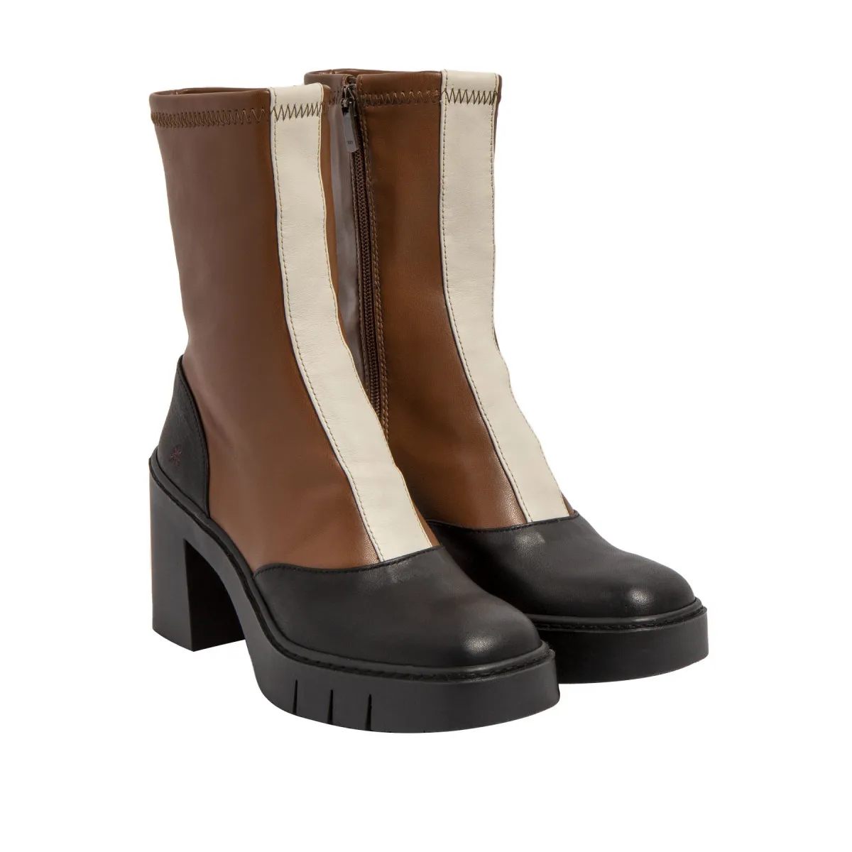 Bottes à talon en cuir - Marron