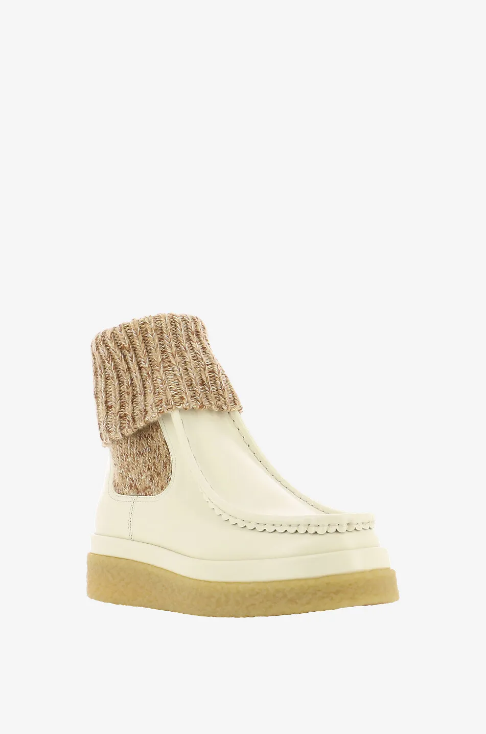 Bottines chaussette en cuir lisse et laine Jamie
