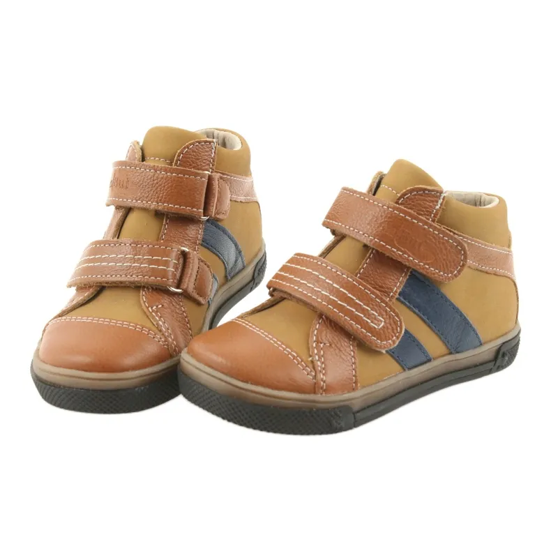 Bottines chaussures pour enfants Velcro Ren But 3225 rouge / grenat brun