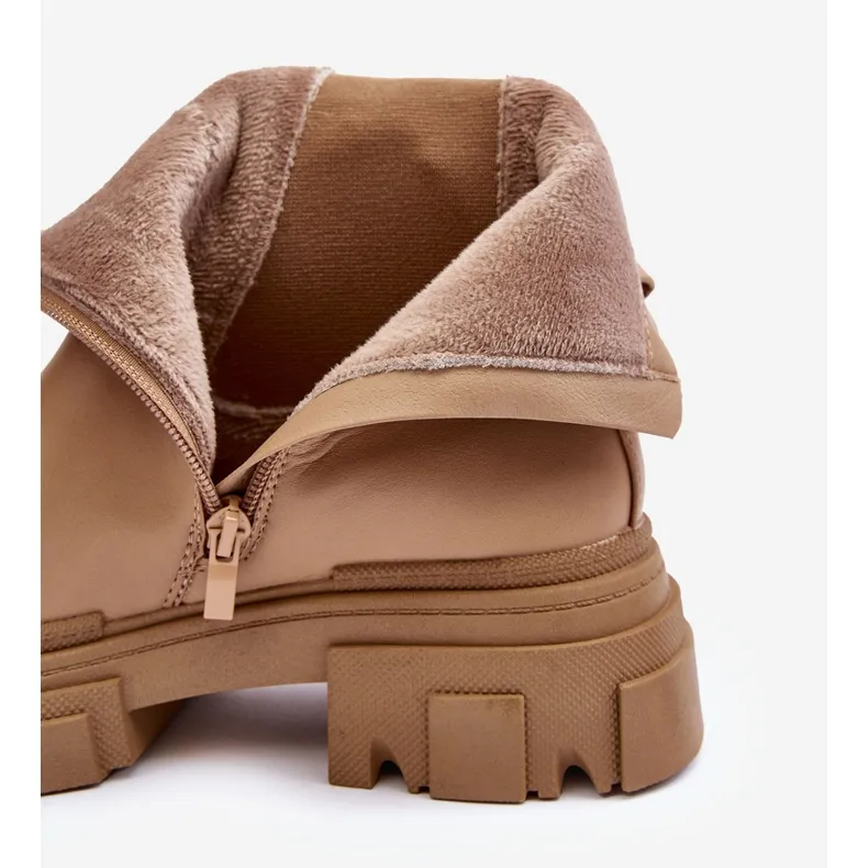 Bottines Chelsea en cuir Solita beiges à talons plats et plateforme