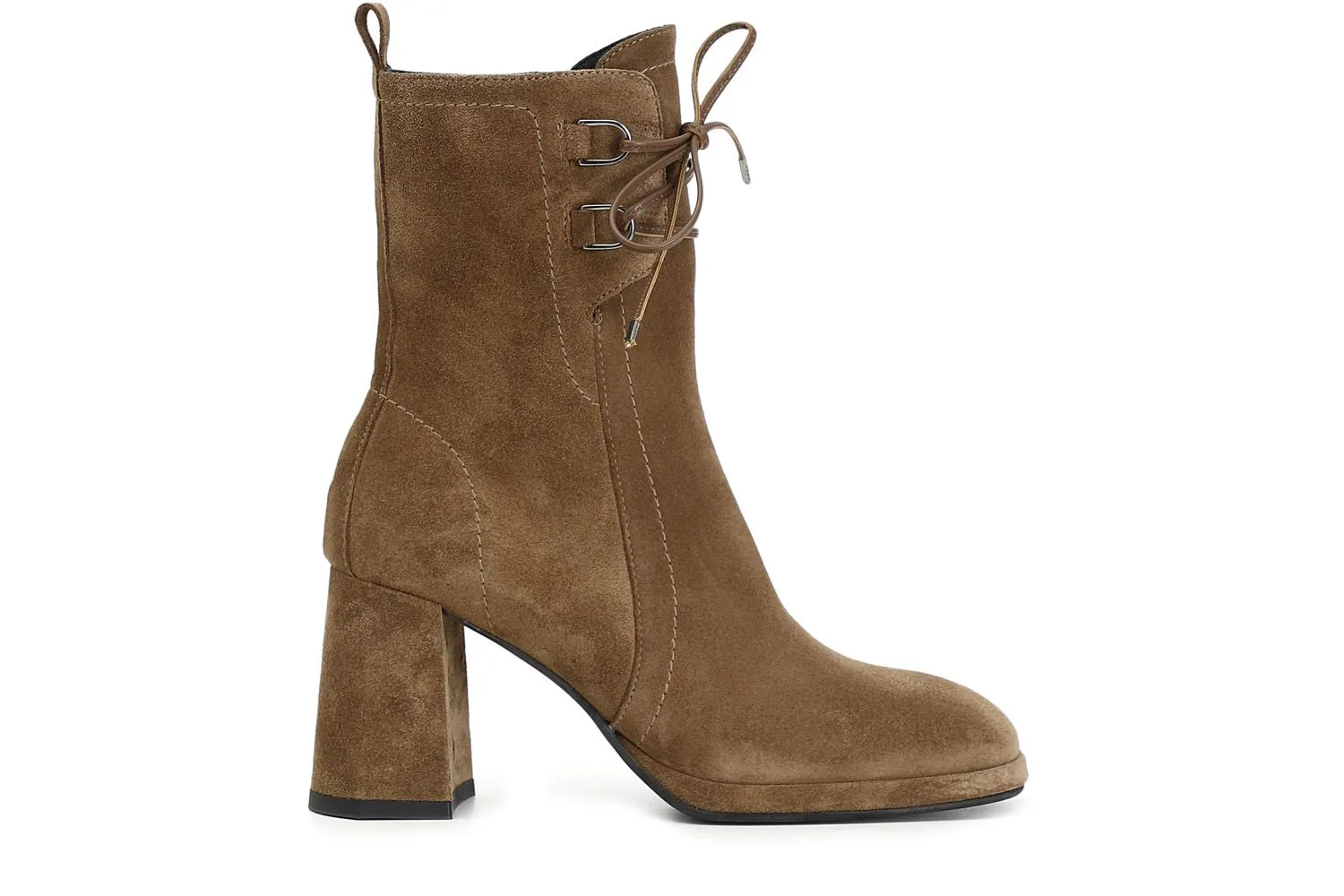 bottines en daim avec lacets sur le devant - CafèNoir