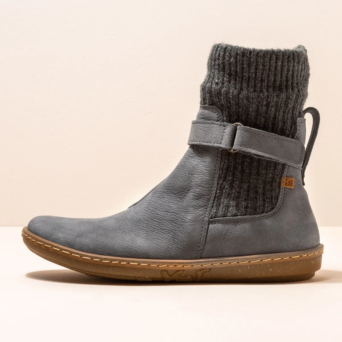 Bottines plates doublées de laine - Bleu Gris