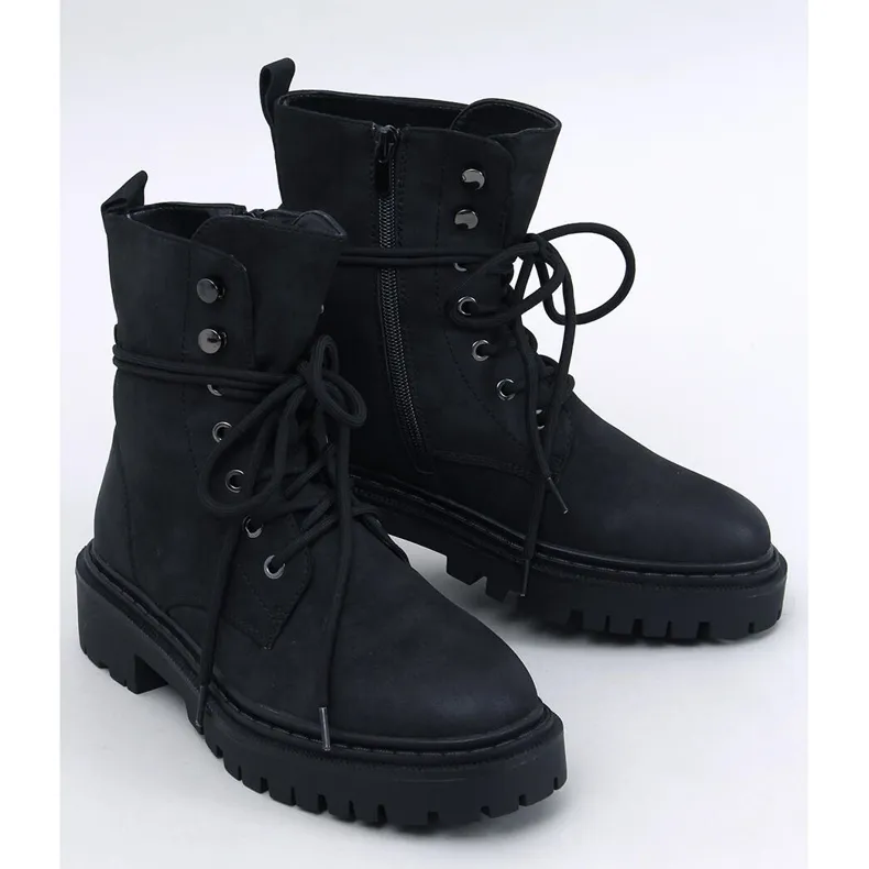 Bottines à lacets avec protecteur Simmo Black le noir